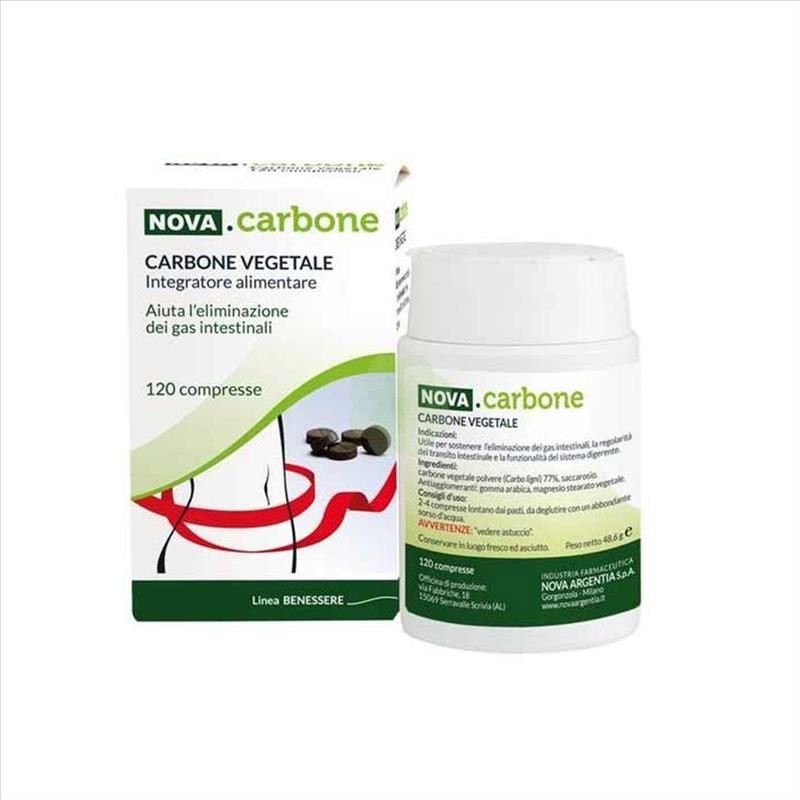 NOVA ARGENTIA - Nova Carbone Vegetale - For The Well-Being Intestinal 120  Tablets