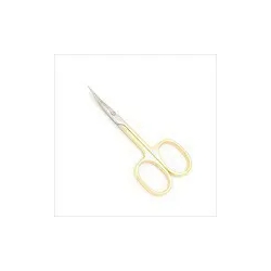 Professional Menicure Scissors Steel And Gold Thin Tip Curved Spear