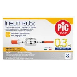 Insumed - 30 Insulin Syringes  0,3 ml G31 8MM