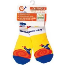 Calzofole Snail Non-Slip Socks (Orange/Blue/Yellow, 6-12 Months)