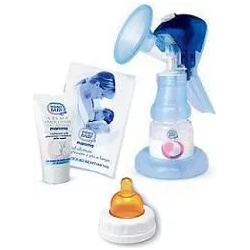 Breast Pump Mom With Bottle And Emollient Cream To Nipple