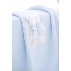 Wool Blanket  in pile-Pushchair Blue Bow