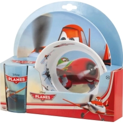 melamine meal set planes 3 pieces dish bowl and glass