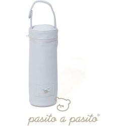 Baby Bottle Holder in Faux Leather Blue
