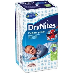 Drynites Boy nappies 4-7 years 17-30 Kg pack of 16 nappies