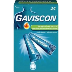 Gaviscon 500 + 267 mg / 10 ml Oral Suspension - contrasts stomach heartburn 24 mint flavour bags