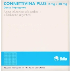 Connettivina Plus 2 mg + 40 mg - treatment of sores, ulcers, burns - 10 gauzes 10x10