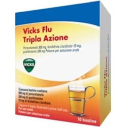 Flu Triple Action Powder - analgesic and antipyretic decongestant - 10 sachets