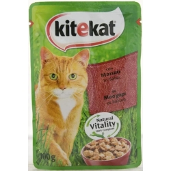 Wet cat food with beef - pack of 48 bags x 100 g