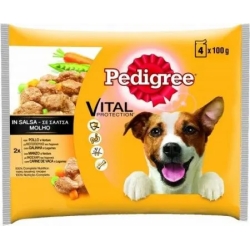 Pouch - chicken, beef and vegetables in gravy - wet food for adult dogs - 13 multipacks of 4x100g bags