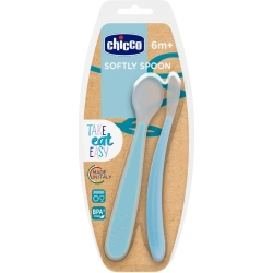 Soft silicone spoon 6m + - bipack of - light blue colour
