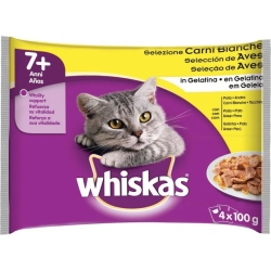 Senior +7 selection - White jelly meat - wet food for adult cats - 4 bags x 100 g