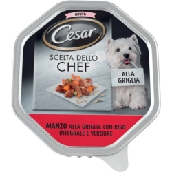 With grilled beef brown rice and stewed vegetables 150 gr Dog wet food
