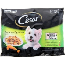 deliciously fresh selection in jelly - wet dog food - multipack of 4 bags pf 100 g