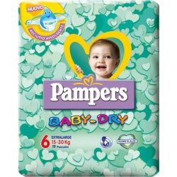 Baby Dry nappies extra large size 6 (15-30 kg) 19 pcs