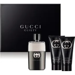 Guilty Eau De Toilette Spray, After Shave Balm and Shower Gel Gift Set for Him