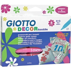 decor textile case 6 fabric markers assorted colours