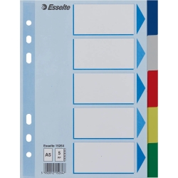 Leitz Blanko plastic dividers, A5, PP, 5 sheet, assorted colours