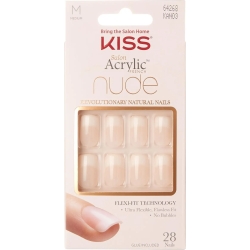 salon acrylic nude french nails - 28 artificial nails kan03c
