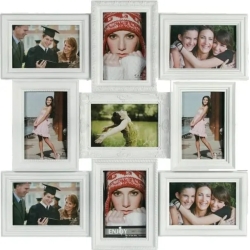 White plastic picture frame 52x52 cm for 9 photos 94/2366