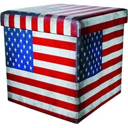 Vintage look storage case with padded lid - Stars & Stripes