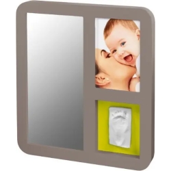 Mirror Print Frame Taupe & Lime Plum