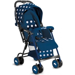 joyello musino light lightweight stroller navy blue white polka dot