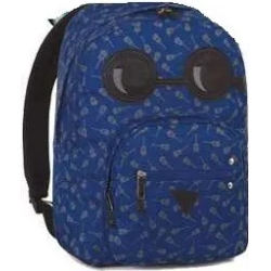 school backpack ollie face yap boy blue sunglasses