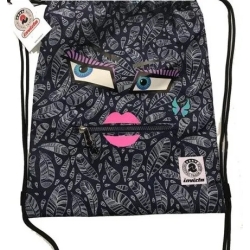 easy pack of yap face girl sack bag blue pattern