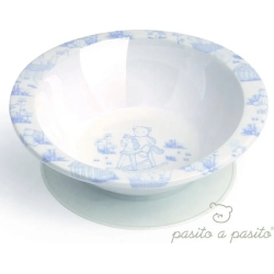 Piatto Fondo Con Ventosa Azzurro