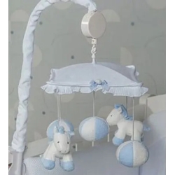 Musical crib toy milky blue
