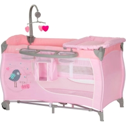 Baby Travel Cot babycenter  birdie pink-grey