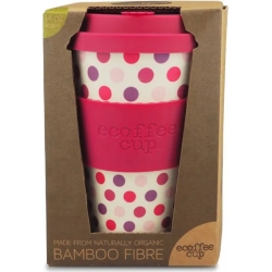 ecocup pink polka in biodegradable bamboo 400 ml
