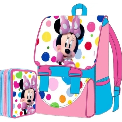 Kit Expandable Backpack + Pencil Case 3 Zip Minnie