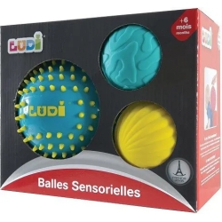 Set of 3 Sensory Balls - Blue 6m+