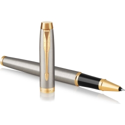 IM Rollerball Pen Brushed Metal Gold Trim