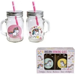 unicorn drinking glass - 2 pieces set