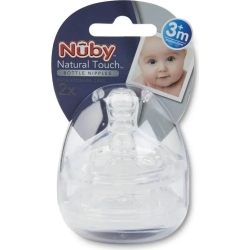 natural touch 2 bottle nipples medium flow 3m+