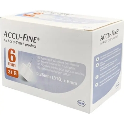 Accufine Insulin needles g31 6mm - pack of 100 needles