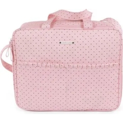 Maternity suitcase triana in pink polka dot laminated canvas