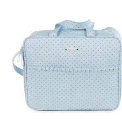 Maternity suitcase triana in blue polka dot laminated canvas