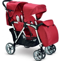 Gemini twin stroller red