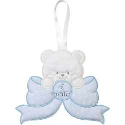 Ribbon Birth Embroidered Teddy Bear and Bow Sky