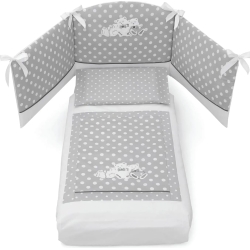 Tippy - duvet pillowcase and bumper bed set color white gray