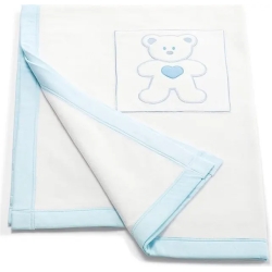 Loving Bear - fleece Cot blanket - Light blue
