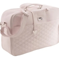 Quilted faux leather mom bag - pink