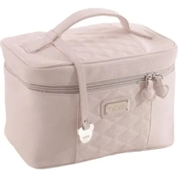 Quilted faux leather beauty case - pink