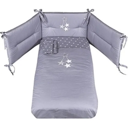 stella - embroidered 3 pieces quilt set - gray