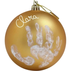 Christmas Ball - September To Draw Baby Footprint Gold