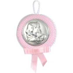 Medaglione capoculla madonna ferruzzi rosa